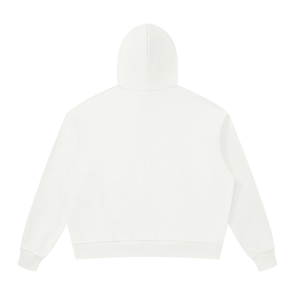 Unisex Drop Shoulder Full white Zip Hoodie | TWYA