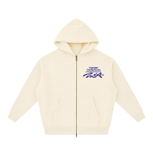 TWYA CODE ZIP HOODIE - BEGE- FRONT