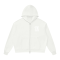 Unisex Drop Shoulder Full white Zip Hoodie | TWYA