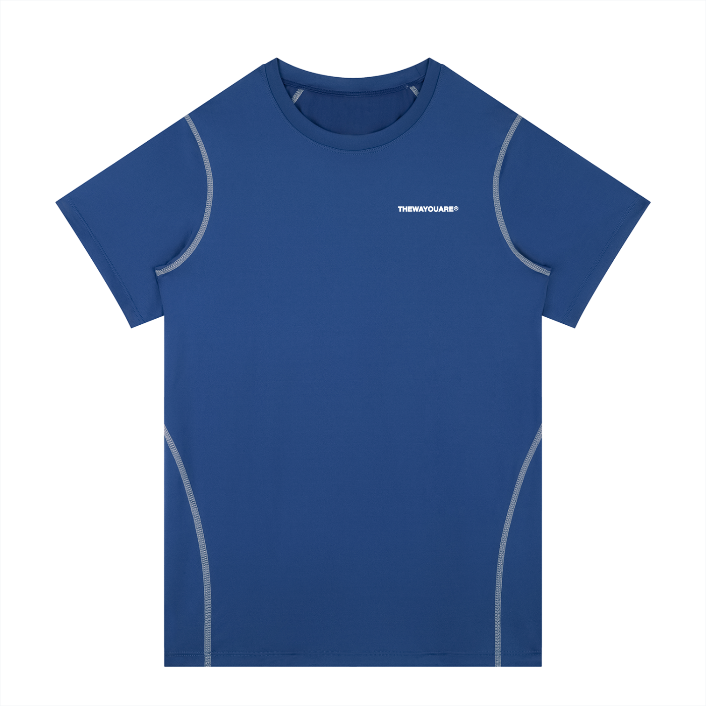 Men's Contrast Stitch Performance Blue T-Shirt | TWYA